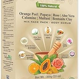 SatyaaVeda Herbal Fruit Face Pack Powder with Orange Peel, Papaya, Aloe Vera, Rose, Calamine, Multani Mitti & Bentonite Clay | 100% Natural | Supports Youthful Skin, Instant & Daily Glow | Tan Removal, Acne & Oil Control | Pre-Bridal Use | 200g-17