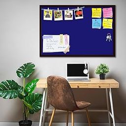 ArtzFolio Blues & Cyans Family Midnight Blue Colour | Bulletin Board Notice Pin Board | Vision Soft Board Combo with Thumb Push Pins & Sticky Notes | Dark Brown Frame | 18 x 12 inch (46 x 30 cms)-28
