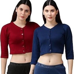 Lux Cottswool Women's Solid Regular Thermal Blouse | Thermal Blouse for Women | Pack of 2-image-48