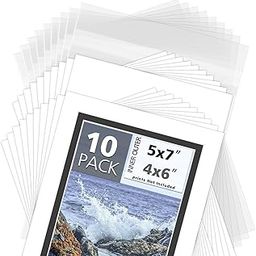 MBC Mat Board Center, Pack of 10, 5x7 for 4x6 White Over Black Double Mats - Acid Free, 8-ply Thickness, White Core, Includes Backing Boards and Clear Bags - for Pictures, Photos, Framing-image-7