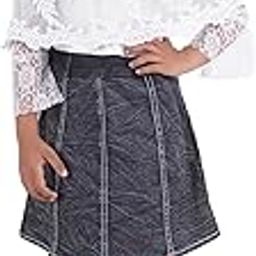 Girls Classic Fit Cotton Top and Skirt Set | White/Black | 5-6 Years | KIDS12674-image-36