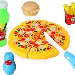 BabyGo Pizza Party Fast Food Pretend Cooking & Cutting Play Set Toy for Kids (Multi-Color)-image-42