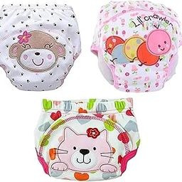 Baby Girls Reusable Panties Soft, Breathable Cotton with Cute Cartoon Embroidery, Leakproof, Washable, Potty Training Friendly with Quick Dry Pad/Insert-image-34