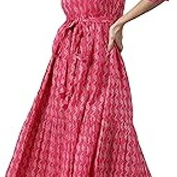 Women's Pure Cotton Woven Design Flared Western Dress-image-37