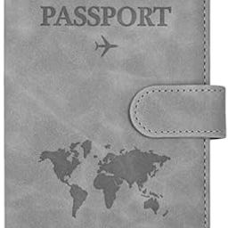 PU Leather Passport Travel Holder - RFID - Blocking Document Organizer with Magnetic Closure - for Credit & ID Cards, Boarding Passes, Grey, fashion-image-41