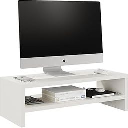Fluxi Wooden Monitor Stand Organizer Desktop Organizer Monitor Riser Laptop Stand, Desk Table Top Organiser (White)-picture-24