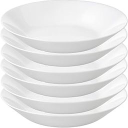 BS Case IKEAA Tempered Opal Glass Dinnerware Plates and Bowls (Pack of 6) (Deep plate, white20 cm (8"))-image-57