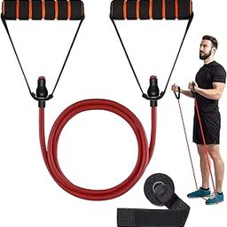 Bodyband Resistance Tube for Workout Exercise Band Tube with Handle for Home Gym Use Resistance Bands for Pull Ups, Stretching Resistance Band Toning Tube for Warm Up, Exercise 25Kg Resistance - Red-21