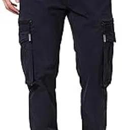 spykar Mid Rise Cargo Blue Trousers for Men-picture-27