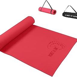 LIME 'N' LEMON Anti-Slip 8mm Yoga Mat with Carry Bag for Gym Workout and Flooring Exercise Long Size Yoga Mat for Women's & Men's (Red)-image-6