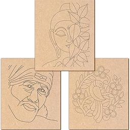 Pre-Marked MDF Base for DIY Painting | Pack of 3 | 12x10 Inch | Ready-to-Paint Art & Craft Activity for Kids & Adults | Perfect for Gifting & Home Decor (Buddha Leaves + Sai Baba + Bird & Flowers)-10