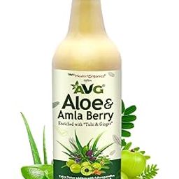 AVG Health Organics AVG Aloe and Amla Berry Green Juice Enriched with Ginger, Tulsi and Ashwagandha - Great Stress Buster , Sugar Free -500 ml-1