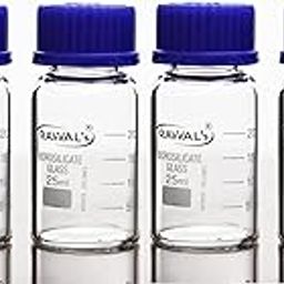 RAWAL'S Borosilicate Glass reagent bottle 25ml with leak proof Blue Screw Cap for glassware wide mouth chemical bottles for lab, laboratory, kitchen and professional use (6)-picture-11