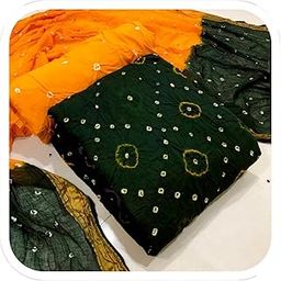 women's Pure Cotton Bandhani/Bandhej Un-Stitched Fabric For Dress Material, Salwar Suit, Kurti-image-18