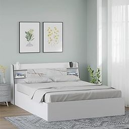 Nilkamal Marbito Engineered Wood Queen Bed with Box Storage| Melamine Finish and 4 Spacious Compartments | for Bedroom | White-image-13
