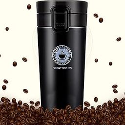 TRENDING Coffee Travel Mug, Insulated Coffee Cup with Leakproof Lid, Vacuum Insulation Stainless Steel Reusable for Hot Cold Coffee, Water, and Tea, Thermal Mug with Non-Slip Protective Cover, 380ml-10