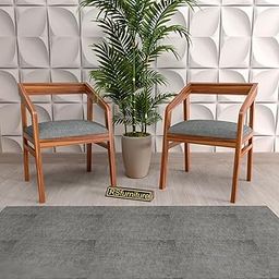 Solid Sheesham Wood Armchair Set of 2 for Living Room | Armchair for Outdoor & Balcony | Two Seater Sofa Chair | Dining Chair | Rosewood, Natural Finish-8