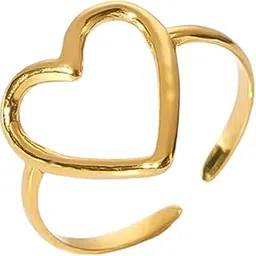 salve Gold-Toned Aesthetic Jewellery Heart Ring for Women Stylish | Tarnish Free Jewellery for Girls, Adjustable Ring for Women Gold Ring for Girls Stylish | Valentine's Day Gift for Her-picture-20