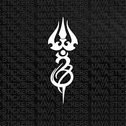 Maya Stickers: Trishul and Om Design Stickers for Motorcycles, Cars, laptops and Others (White)-image-40