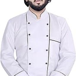 Double Piping Chefcoat For Men's Mushroom Button-image-78