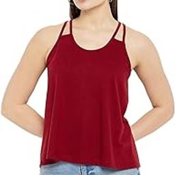 Maroon Cotton Lycra Shoulder Strap Cami Top for Women (HYPW03684)-image-27