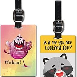 Lentikart 3D Lenticular Luggage Tag Set of 2 | Happy Monster + Racoon Funny Quote| Luggage/Bag/Travel ID Label Tags for Suitcase & School Bags-picture-7