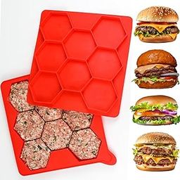 LASALE Silicone Burger Press Slider Mold - 8 in 1 Hamburger Slider Silicone Mold - Burger Master - Burger Mold - Hamburger Patty Maker- for Frozen, Grilling, Cooking Putty Sausage and Beef-image-1