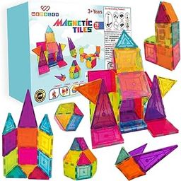 Wembley Magnetic Tiles for Kids | Magnetic Building Blocks 3 4 5 6 7 8 Years | Constructing & Creative Learning Educational Brain Toys | STEM Learning Kit Magnetic Toys for Kids - 28 Pcs,Multicolour-2