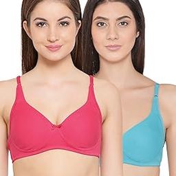 Women's Pack of 2 Cotton Non-Padded Non-Wired Bra with Double Layered Cups (COMBRC684_Multi-Coloured_34B)-picture-4