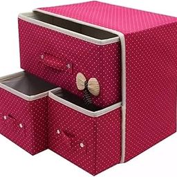 SIDDHI VINAYAK Creation Foldable 2 Layer 3 Drawer Units Fabric Cabinet Closet Storage Organizer, (30 X 22 X 38 cm) Multi Color)-picture-7