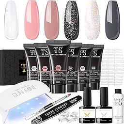 THR3E STROKES Poly Nail Gel Extension Kit for Builder Gel UV Nail Art Kit Nail Extension Set (Nude, Pink, White) (62 Items in the set)( MINIMUM 180S TO DRY)(BEGGINERS KIT) (3)-7