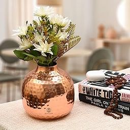 Handcrafted Copper Iron Vase - Hammered Design, 6 Inches Tall | Decorative Modern Iron Vase for Home Décor | Elegant Centerpiece by Metallica Icon-image-28