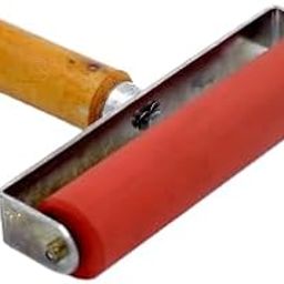 HAKIM'S HS Rubber Soft Roller,Soft Rubber Brayer,Glue Roller for Ink Paint Block Stamping, Printmaking Wallpaper Arts Crafts (Red, 8 Inch)-26