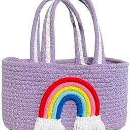 Jutexx Cotton Storage Basket Multipurpose Use For Kitchen & Home Organiser Box For Fruits Vegetables, Toys, Stationary Items (9x6x5 inch) (Purple)-image-0