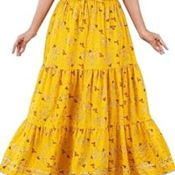 KURTISKIRT Women Floral Printed Skirt | Stylish A- Line Pleated Skirt | Party Casual Wear Floor Length Skirt-image-15