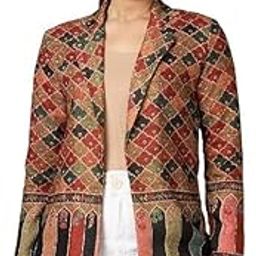 Fabcurate Ethnic Jacket for Women Brown | Notched Collar with Full Sleeves Pashmina Jacket for Ladies | Fashionable Casual Wear-8