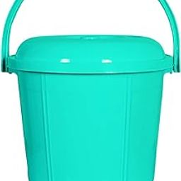 Kuber Industries Unbreakable Plastic Durable & Lightweight Strong Bathroom Bucket with Lid and Handle,13 LTR. (Mint Green)-26