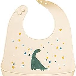 GUCHIGU Waterproof Silicone Baby Bib for Feeding Babies and Toddlers, Unisex Silicon Baby Feeding Bibs for Infants and Toddlers 4M to 4Yr Cute Printing with Rice Pocket (BB2027, 1Pc)-11