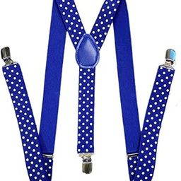 Adjustable Elastic Y Back Style Suspenders for Men and Women (Polka Royal Blue)-image-79