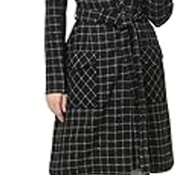 Women's Black and white check wool coat-14