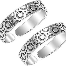 925 Sterling Silver Toe Rings for Women | BIS Hallmarked Antique 3D Circle Design Adjustable Band Ring | Women's Cuff Toe Ring Summer Beach Foot Jewelry-image-48
