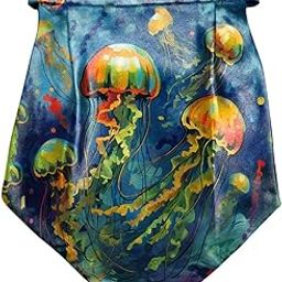 Jelly Fish Printed Cravat with Matching Pocket Square for Men - Scarf Neckwear Cravat for Men with Matching Pocket Square-picture-38