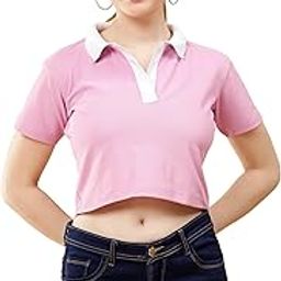 Sleek Sophistication Women's Fitted Crop Polo T-Shirt.-image-40