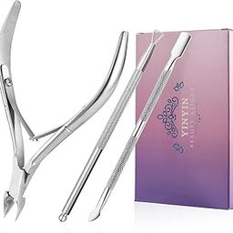 Cuticle Trimmer with Cuticle Pusher -YINYIN Cuticle Remover Cuticle Nippers Professional Stainless Steel Cuticle Pusher and Cutter Clippers Durable Pedicure Manicure Tools for Fingernails and Toenails-image-11