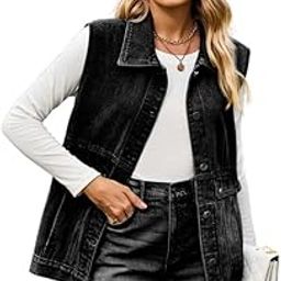 Women’s Denim Vest Waistcoat | Sleeveless Button-Front Casual Layer-6