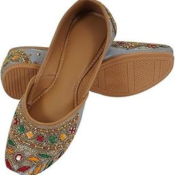 Women's Handmade Dabka Work Punjabi Jutti | Traditional Rajasthani Mojari with Comfortable Foamed Insole | Ethnic Footwear for Casual Wedding Bridal Party-image-85
