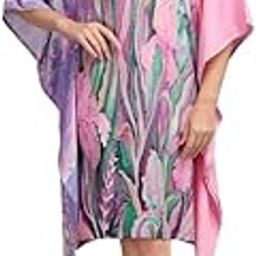 Ethnic Designer Printed Kaftan Dresses for Women – Stylish, Modest, Loose Fit, Free-Size Short Midi for Casual, Holiday & Beachwear Pink Color-image-96