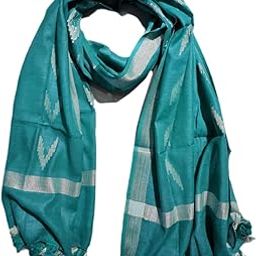 [ Women, s Bhagalpuri Cotton Blend Ikkat Desing Dupatta With Silver Zari Weaving With Soft Fabric And Smal Border Free Size-image-88