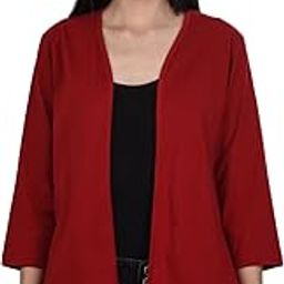 Women's 3/4th Sleeves Open Plain Shrug(Red)-image-18
