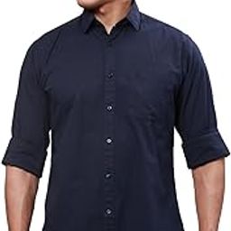 Men's Pure Cotton Solid Pattern Slim Fit Regular Collar Full Sleeve Casual Shirt-image-82